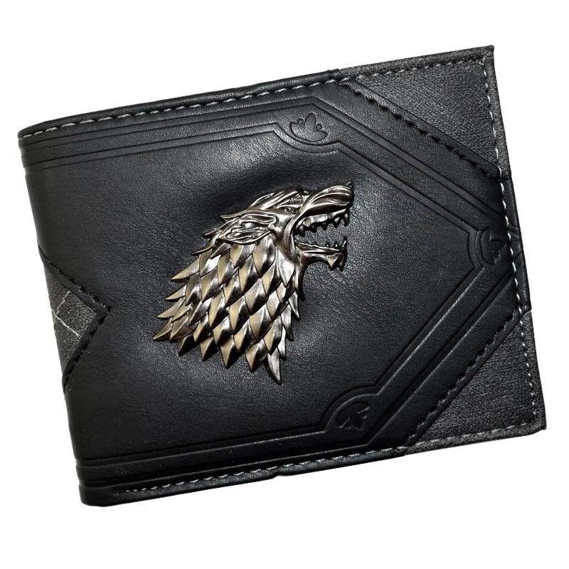 High Quality Cool Metal Wolf Design Wallet Men\'s Purse with Coin Pocket