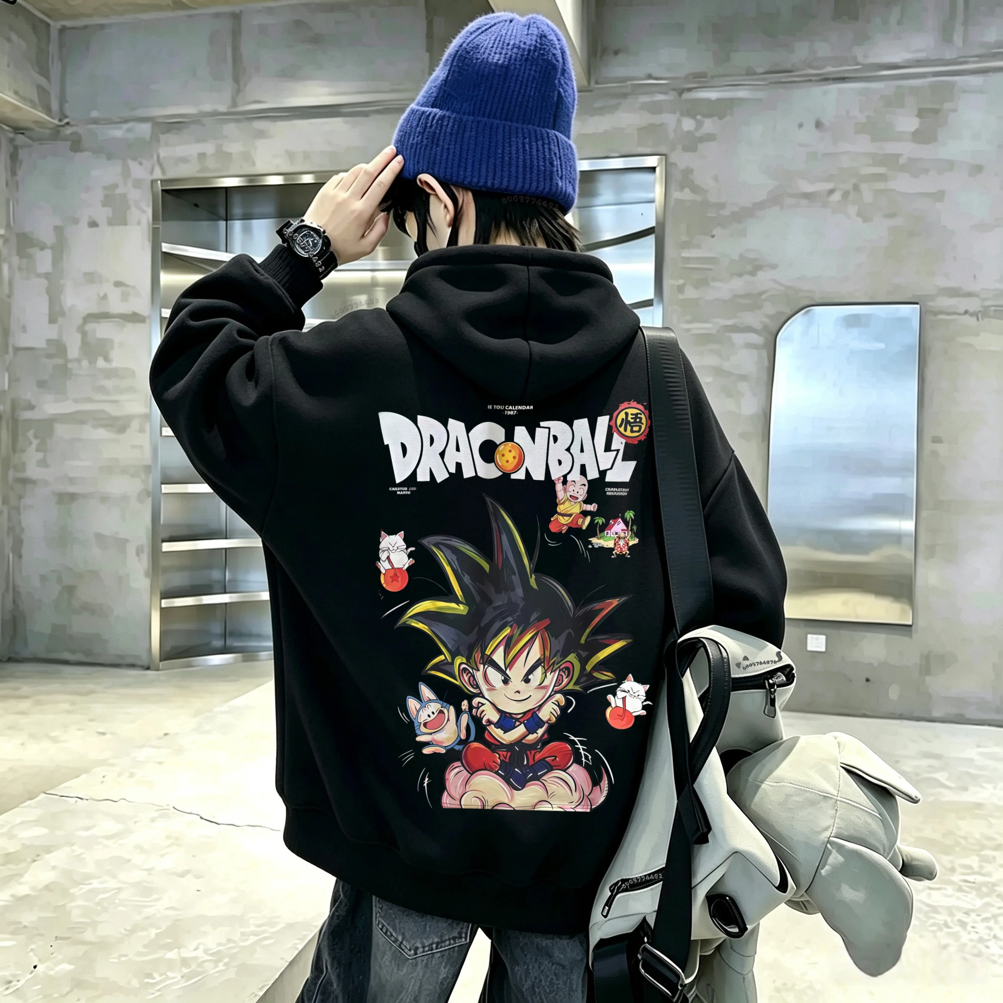 Latest model Dragon Ball Z Goku Secret Agent Pattern Printed Hooded Sweatshirt for Children (Winter-Spring,for Parents and Kids)