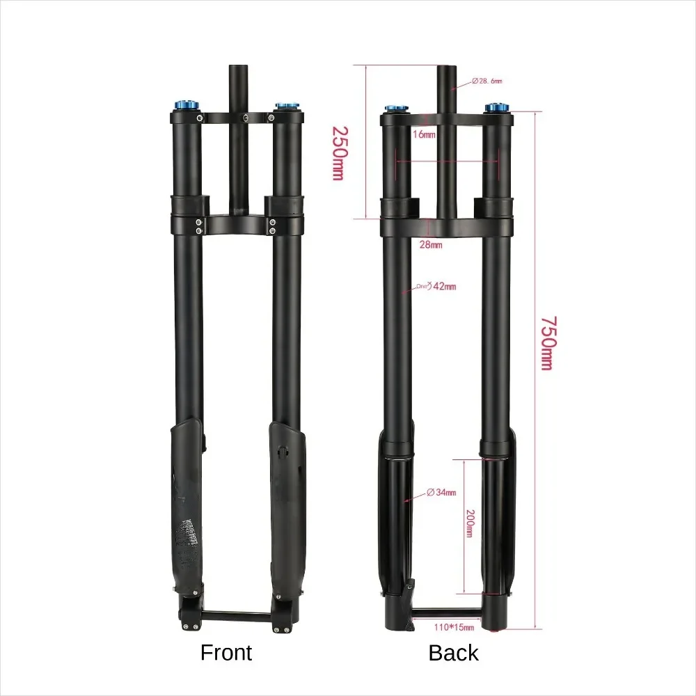 26/27.5/29 Bike Air Fork Shock Absorber Double Shoulder Inverted Front Fork with Alloy Crown for Mountain Bike Riding