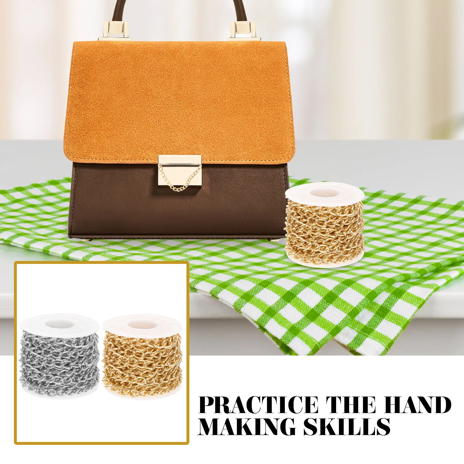 

2 Rolls Colorfast Aluminum Chain Lightweight Durable DIY Pendant Chain for Crossbody Bags Jewelry Making Twisted Link Chains