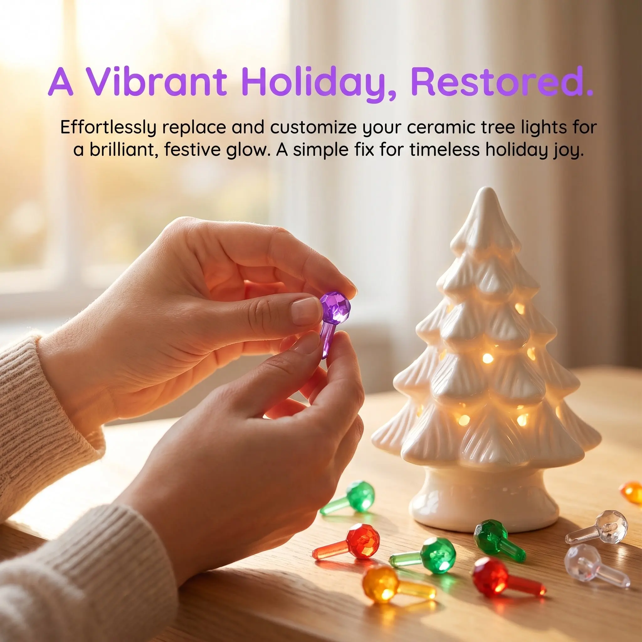 200Pcs Christmas Tree Bulbs Replacement Plastic Multicolor Ceramic Xmas Tree Light Up Bulbs Indoor Holiday Decoration view 3