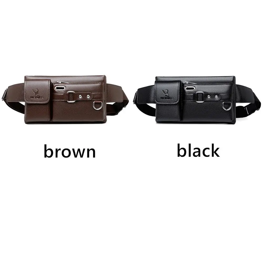 Brand Men\'s Waist Bag Leather Male Fanny Pack New Male Shoulder Chest Bags for Phone Travel Man Belt Pouch Murse Banana Bum Bag