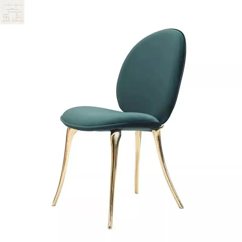 

small apartment living room stainless steel metal dining chair, modern Internet celebrity leisure simple back chair