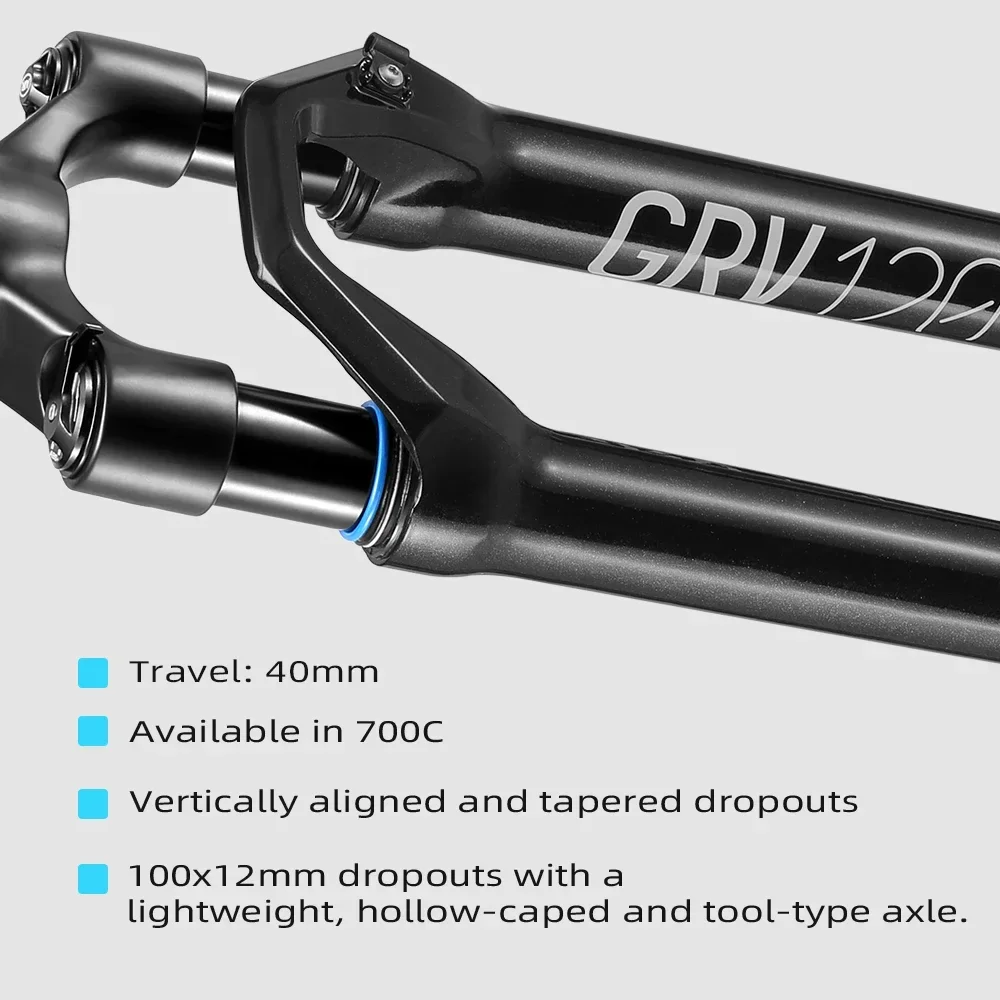 LEXON 700C شوكة تعليق الحصى 40 مللي متر السفر 12 × 100 مللي متر الدراجة الإلكترونية جاهزة 1250 جرام شوكة هجينة من سبائك الكربون لطريق المغامرة #3