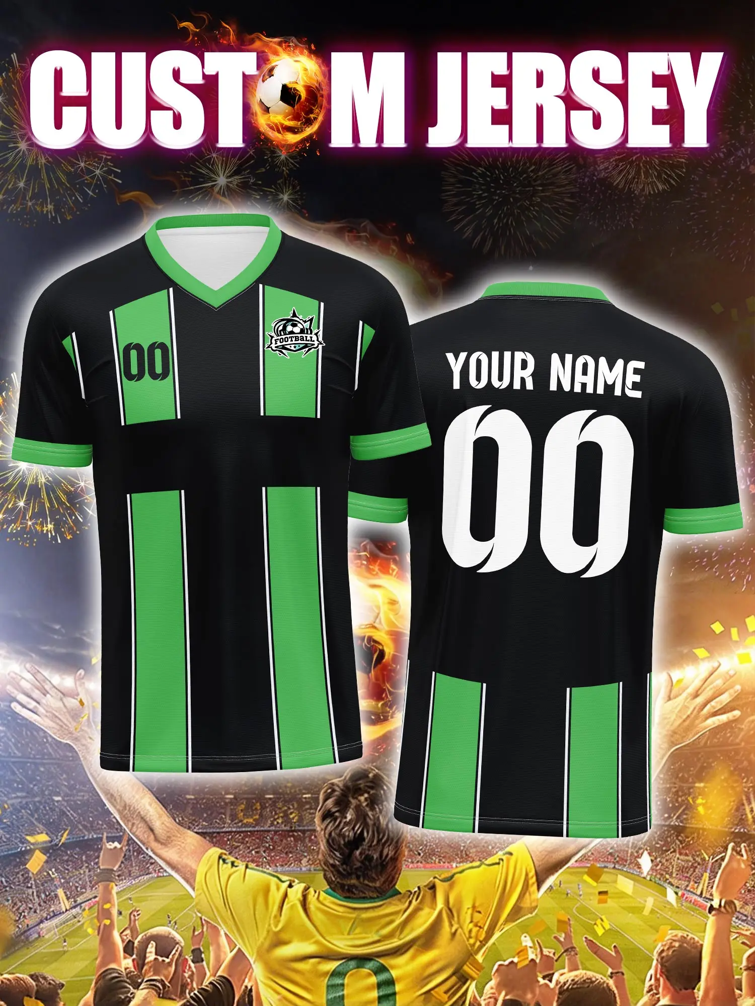 

Футболка для футбола с индивидуальным изображением, номером и именем, подарок на день рождения, сюрприз для фанатов, подарок на праздник.