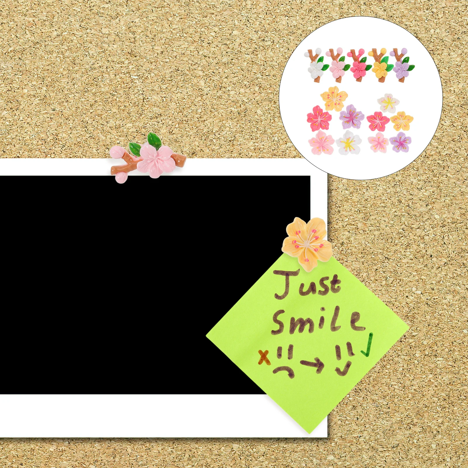 

20pcs Photo Wall Decor Cherry Blossom Flower Thumb Tacks Diy Push Pins For Bulletin Board Corkboard Display Office Binding