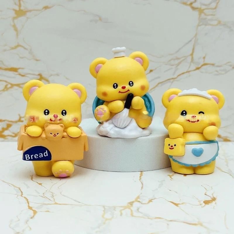 6pcs/Set New Anime Butterbear Action Figure Model Toys Girl Heart Ornament Cute Teddy Bear Action Figures Pvc Desktop Decoration