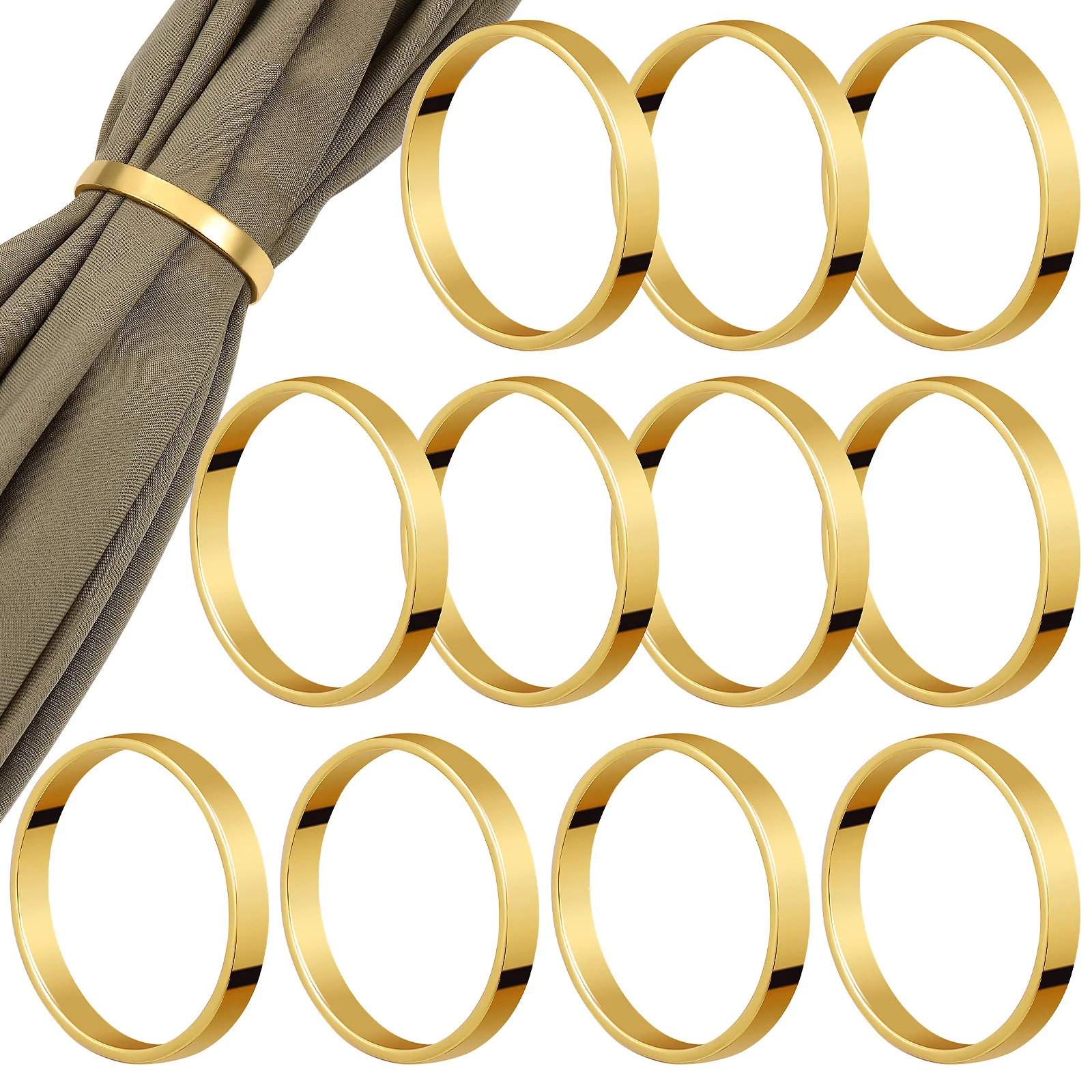 

12Pcs Gold Napkin Rings Minimalist Zinc Alloy Metal Buckles for Wedding Party Dinner Table Serviette Holders Napkin Buckle