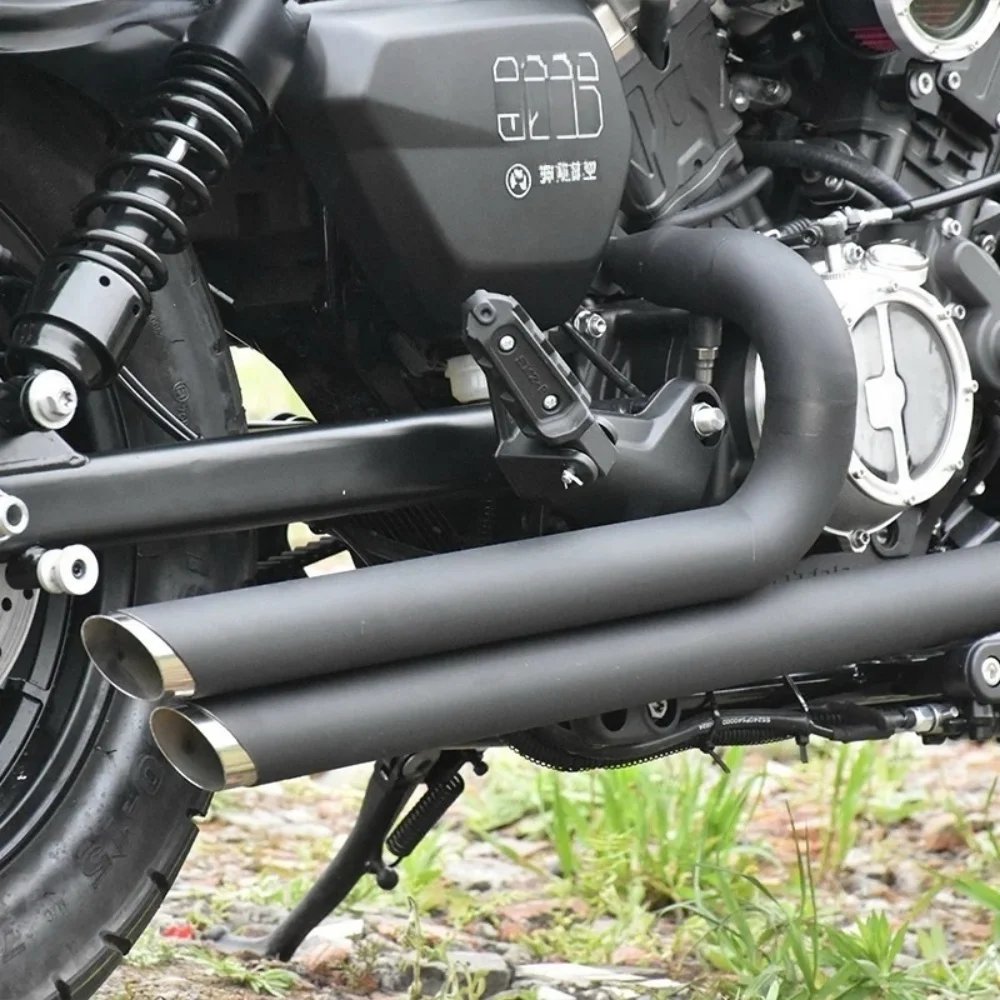 For QJMOTOR SRV 250V300 VH oblique exhaust pipe right side double outlet sound wave low horse hoof sound send accessories