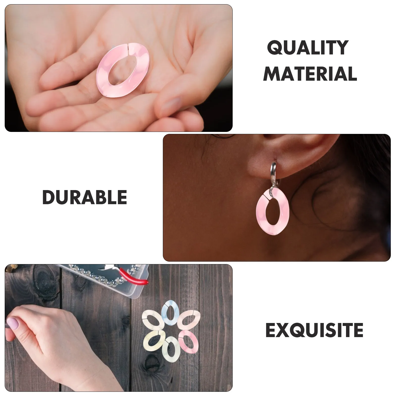 

150pcs Acrylic Ear Cuff Connectors Diy Craft Rings For Jewelry Making Bracelet Keychain Phone Chain Bag Buckles Link Charms