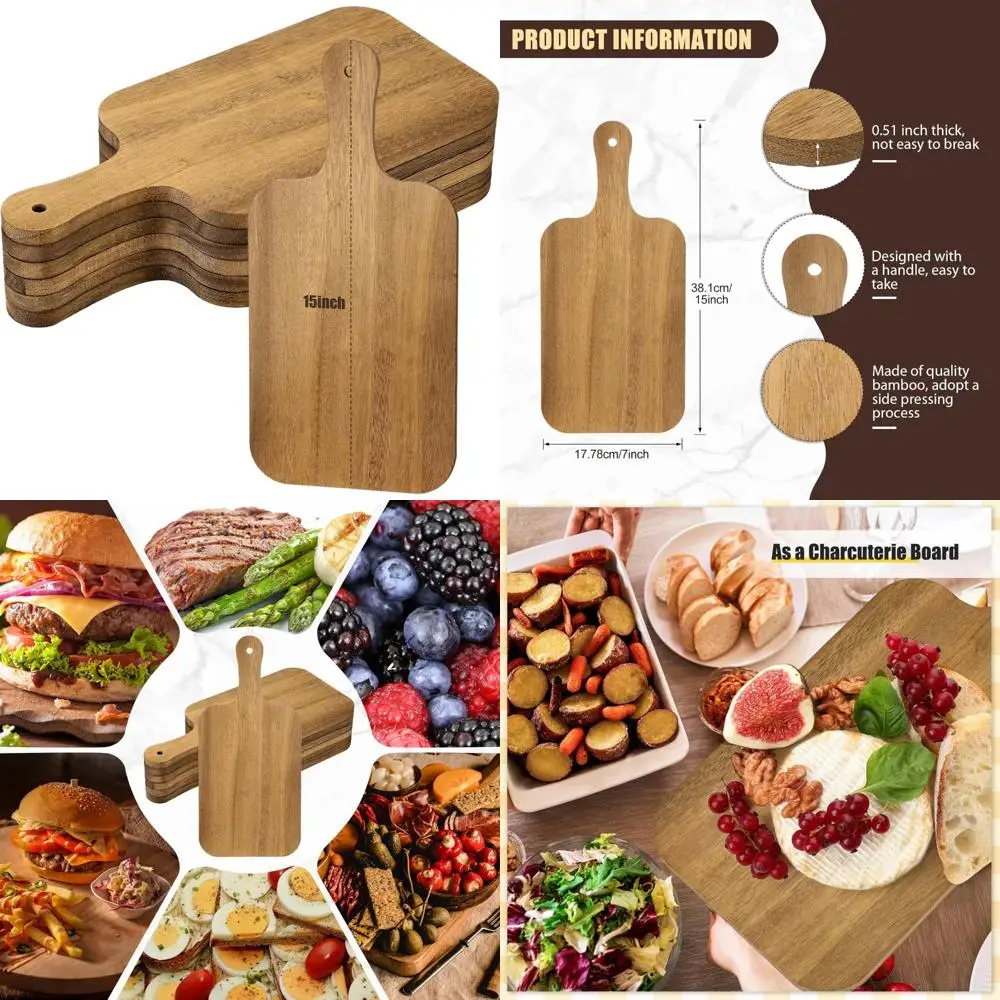 

Thick Wood Cutting Boards Set of 6 for Chopping, Serving, Charcuterie, and Laser Engraving - Perfect for Mother's Day Gifts