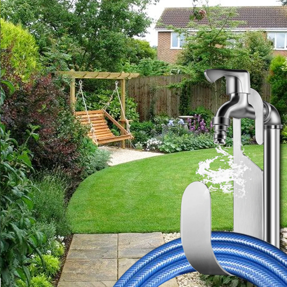 

1pc Stainless Steel Hose Hook Durable Garden Pipe Storage Rack Heavy Duty Wire Holder Easy Installation Water Organizer Water