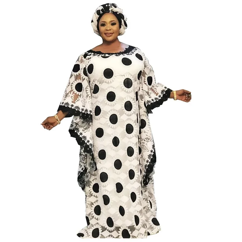 Robe en dentelle grande taille pour femmes, Boubou, mode africaine, Dashiki, fleur brodée, caftan, Abaya musulmane