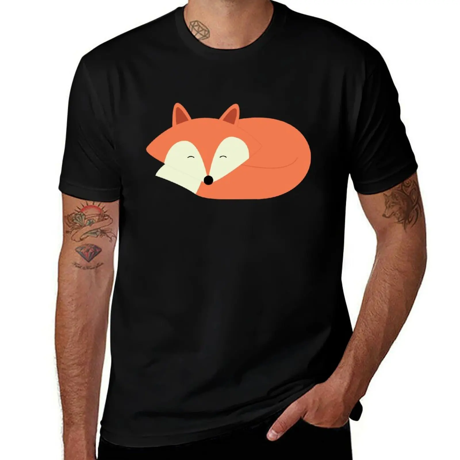 Sleeping Red Fox T-Shirt Classic Graphic Short Sleeve Top T-Shirt