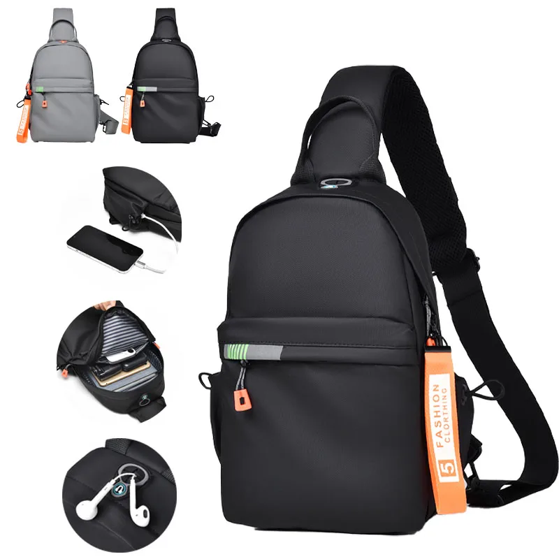 

Men's Shoulder Bag Trendy Large Capacity Chest Bag Multifunctional Casual Crossbody Bag Water-Resistant with Convenient USB Port