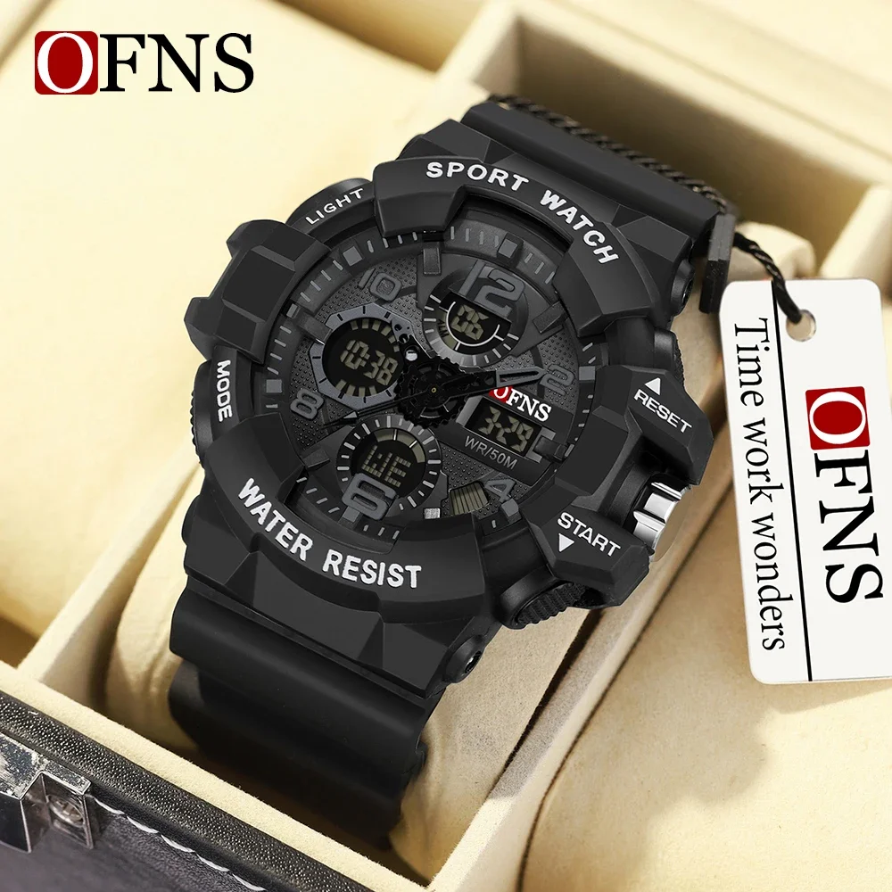 

OFNS Brand 3168 Top Fashion Men's Military Watch White Sports Watch LED Digital Waterproof Watch Men's Multi functional Watches