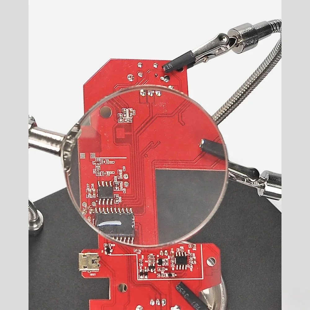 3x lupa ajudando as mãos estação de suporte de solda pcb braços flexíveis bandeja de armazenamento de base de metal para eletrônico