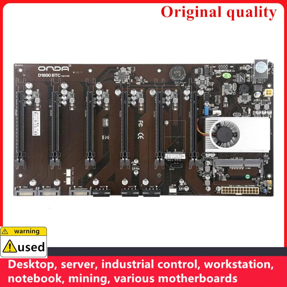 

6GPU 6PCI-E X16 6Video PCI-E For Onda D1800 BTC Intel J1800 CPU BTC PRO ETH Motherboard Socket DDR3 8G Mainboard SATA m-SATA