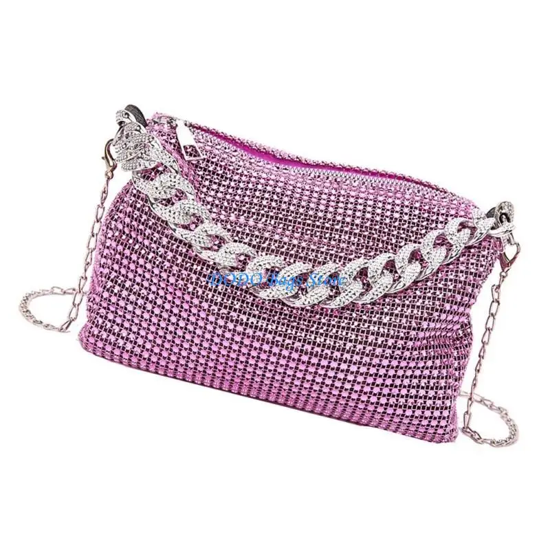 Borsa da donna con glitter e borsa a tracolla da viaggio, pochette da sotto le ascelle, per feste, matrimoni