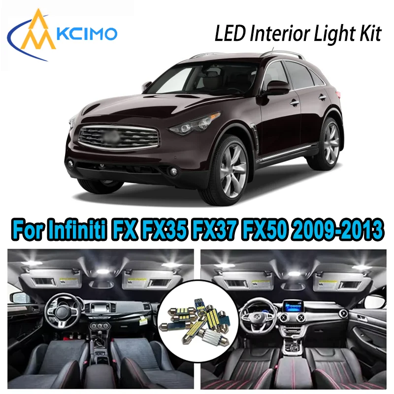 

For Infiniti FX FX35 FX37 FX50 FX45 2009-2013 Premium Bright LED Interior Dome Map Trunk Light Kit Car Led Lamps Canbus No Error
