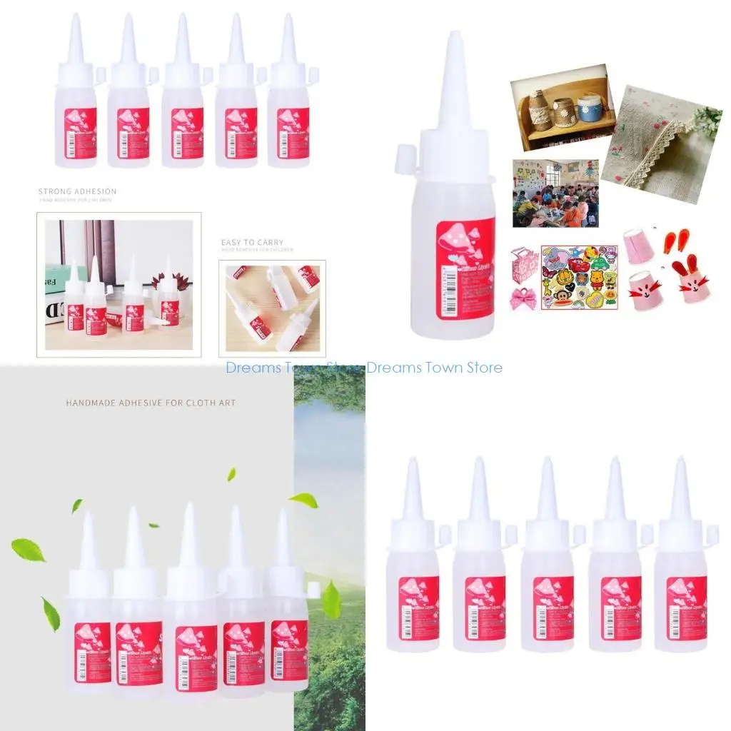 

HX6A 5 PCS Art Craft Glues Transparent Alcoholic Liquid Glues Quick Drying Non-toxic