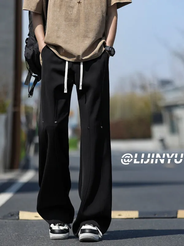 العلامة التجارية الأمريكية غير الرسمية الرجال الصيف رقيقة مستقيم الساق الرياضة فضفاض ثريبي الغرب السراويل تنفس خفيفة الوزن مستقيم أنبوب بنطلون #3