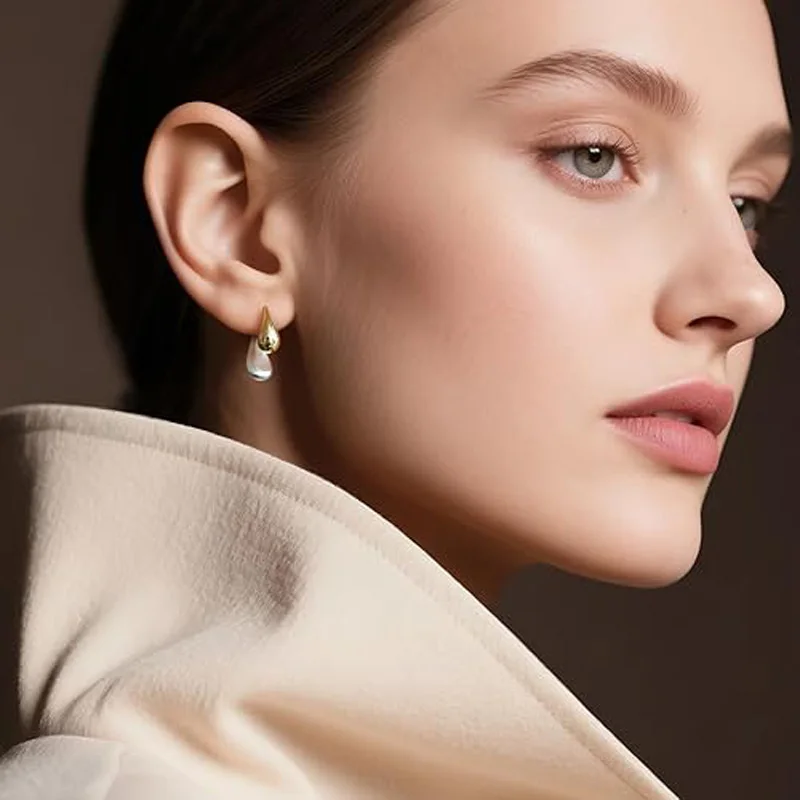 Two Tone Teardrop Drop Earrings for Women Gold Silver Plated Waterdrop Dangle Earrings  Hypoallergenic Minimalist Trendy Jewelry