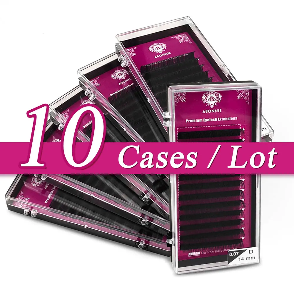 10pcs/case Aboonie Individual Eyelashes Wholesale Fluffy Volume Eyelash Set