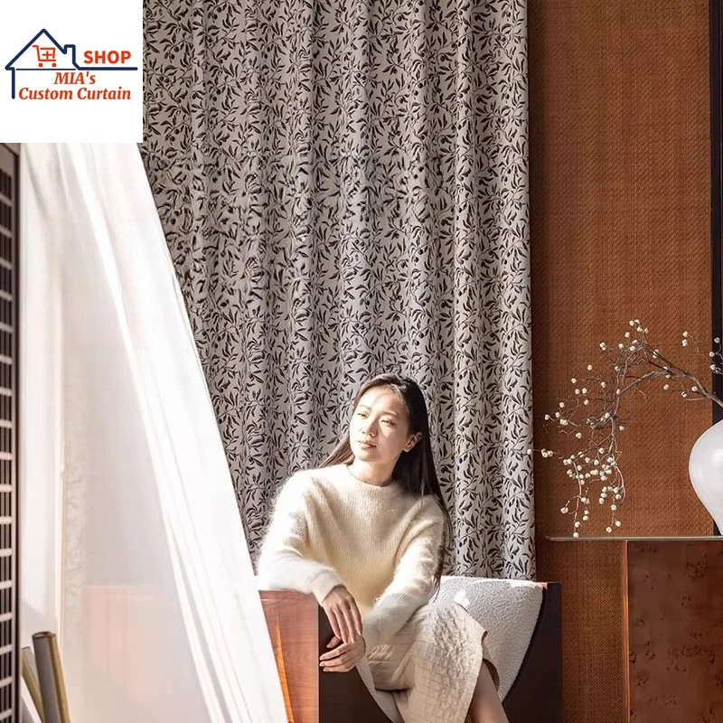 

Custom Size Retro Chinese Light Luxury Blackout Curtains Premium Chenille Fabric High-end Light French Style for Living Room