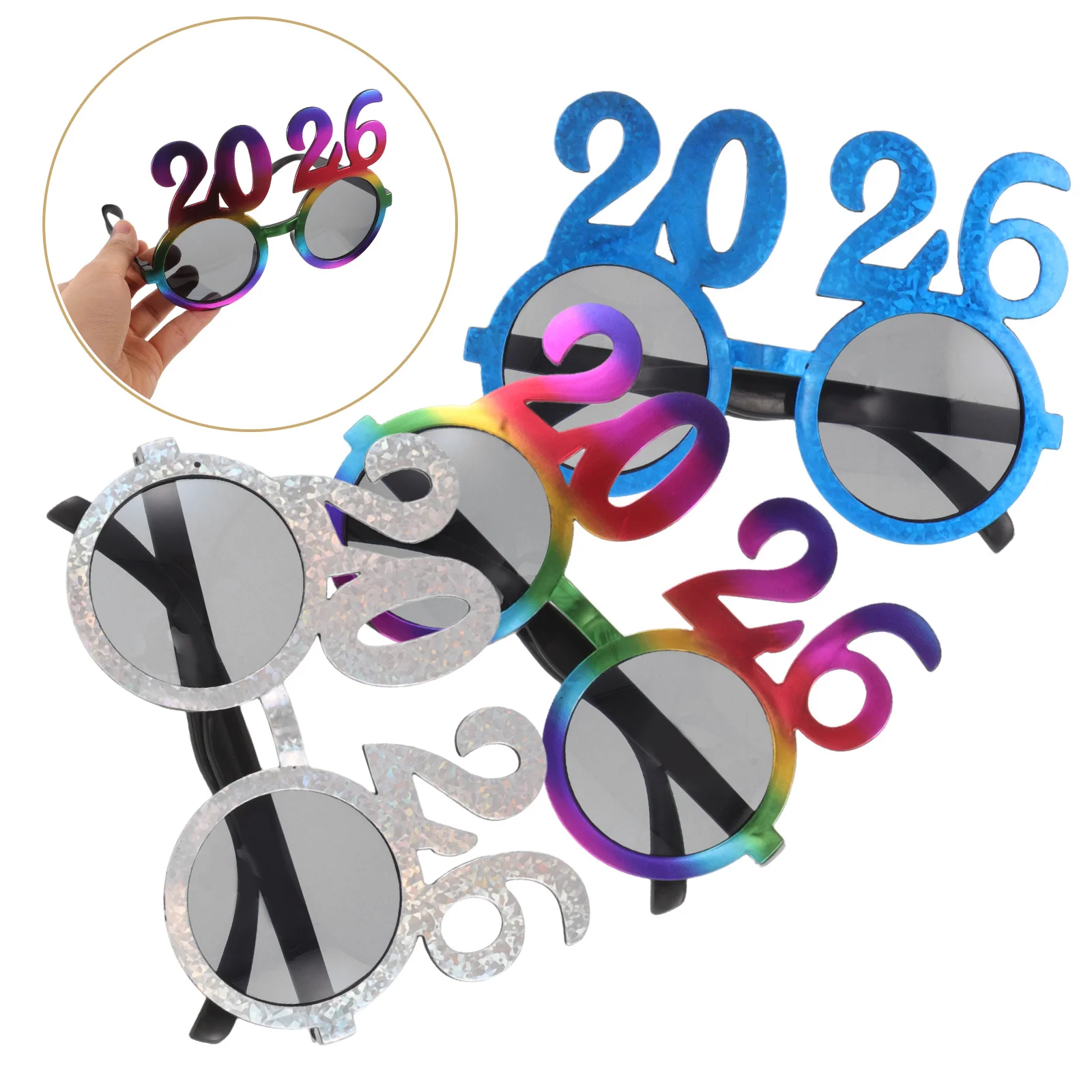 

3 Pcs Plastic Number Party Eyeglasses New Year’s Photo Props Years Eve 2026 Shaped