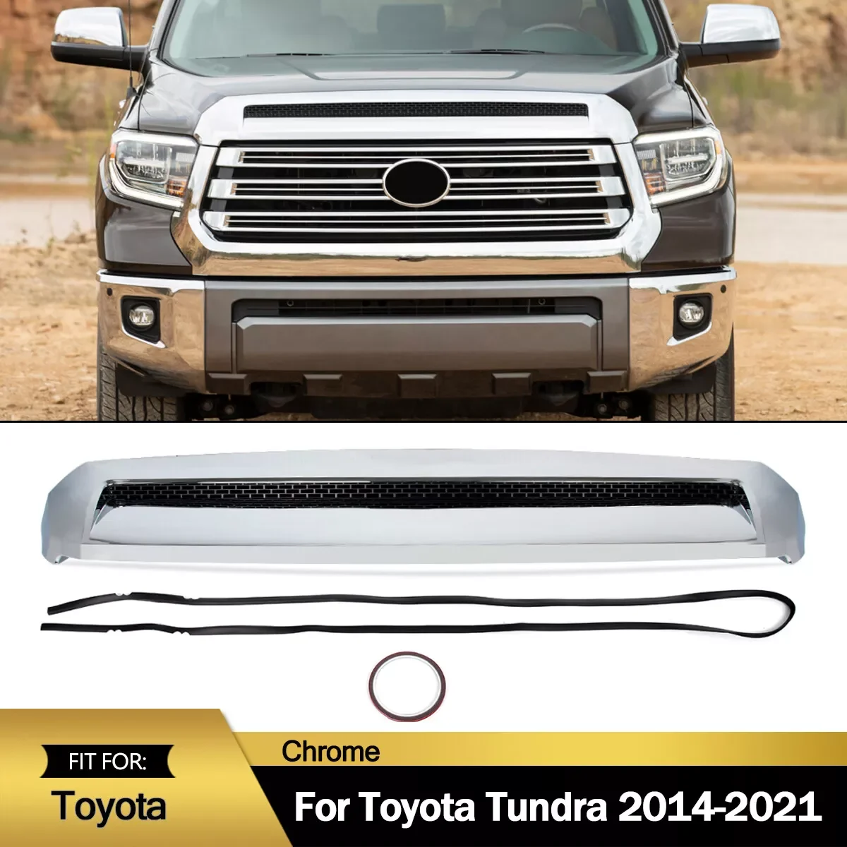 

Front Hood Bulge Molding Trim For 2014-2021 Toyota Tundra Front Upper Grille Trim Front Hood Bonnet Panel Trim Cover Hood Trims