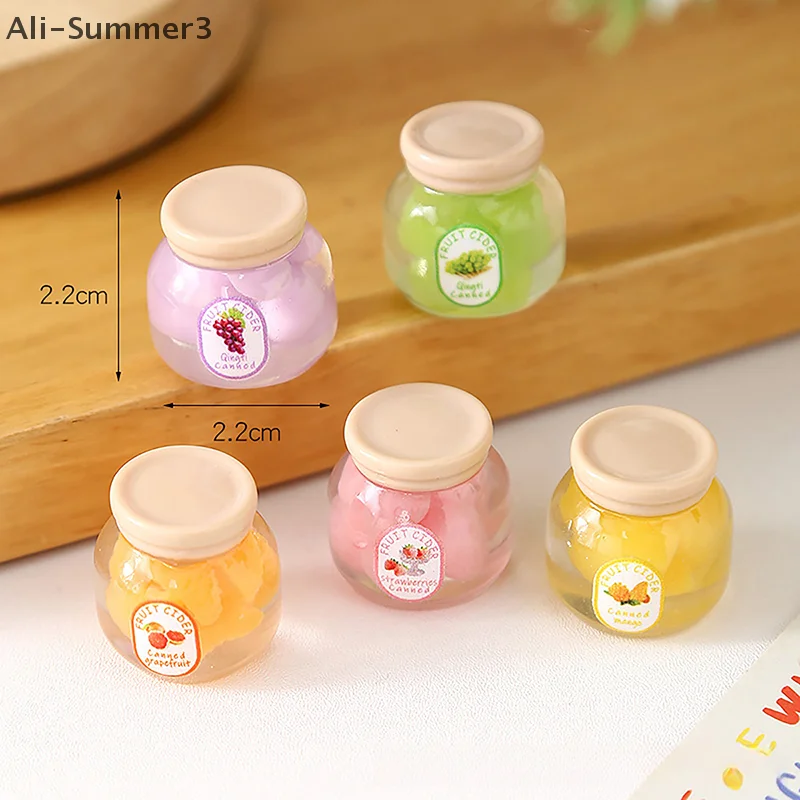 2 قطعة دمية محاكاة حلوى الفاكهة المعلبة المربى نموذج مصغرة المطبخ الديكور دمى اكسسوارات المنزل لعبة