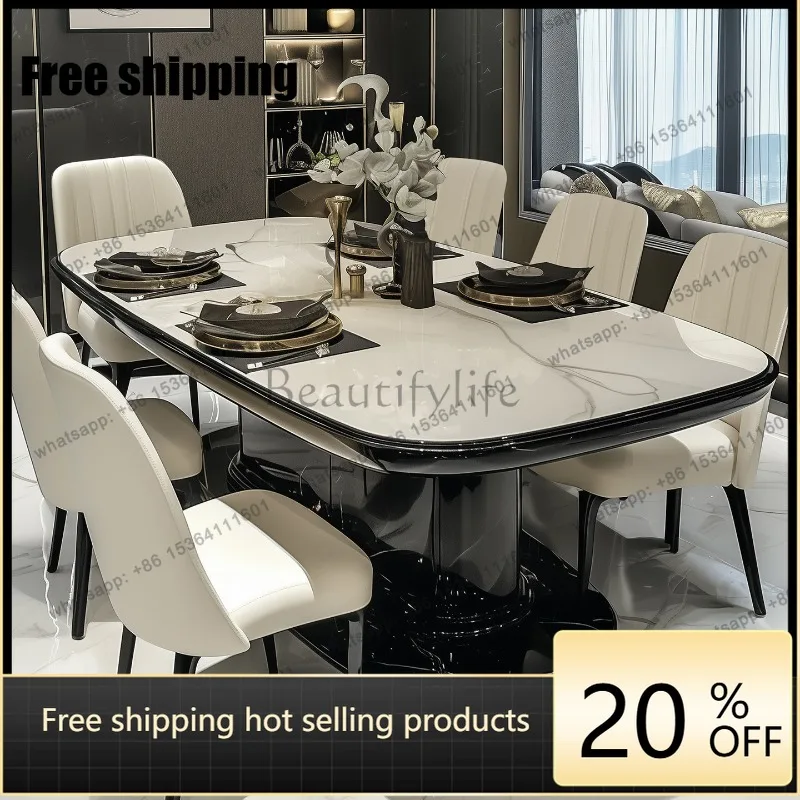 YJ modern light luxury dining table 2026 new living room home dining table microcrystalline stone storage dining table
