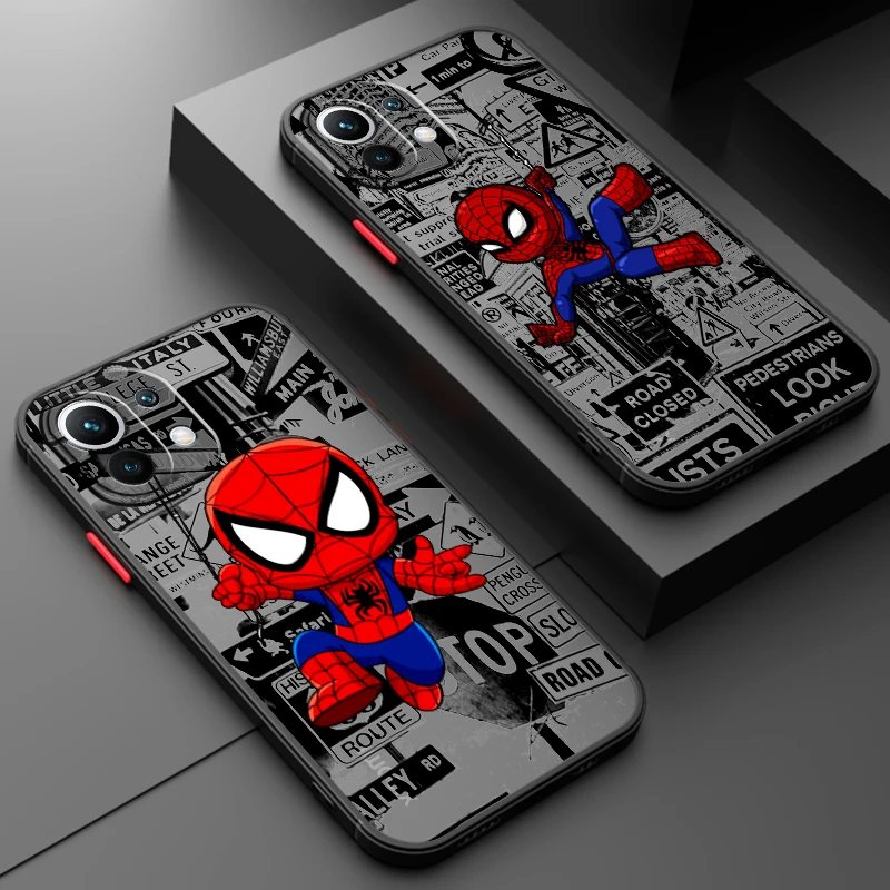 

Marvel Spider Man Characters Frosted Translucent For Xiaomi Mi 13 12 12T 11T 11 11i 10T 10 9T Pro Lite Ultra 5G Back Phone Case