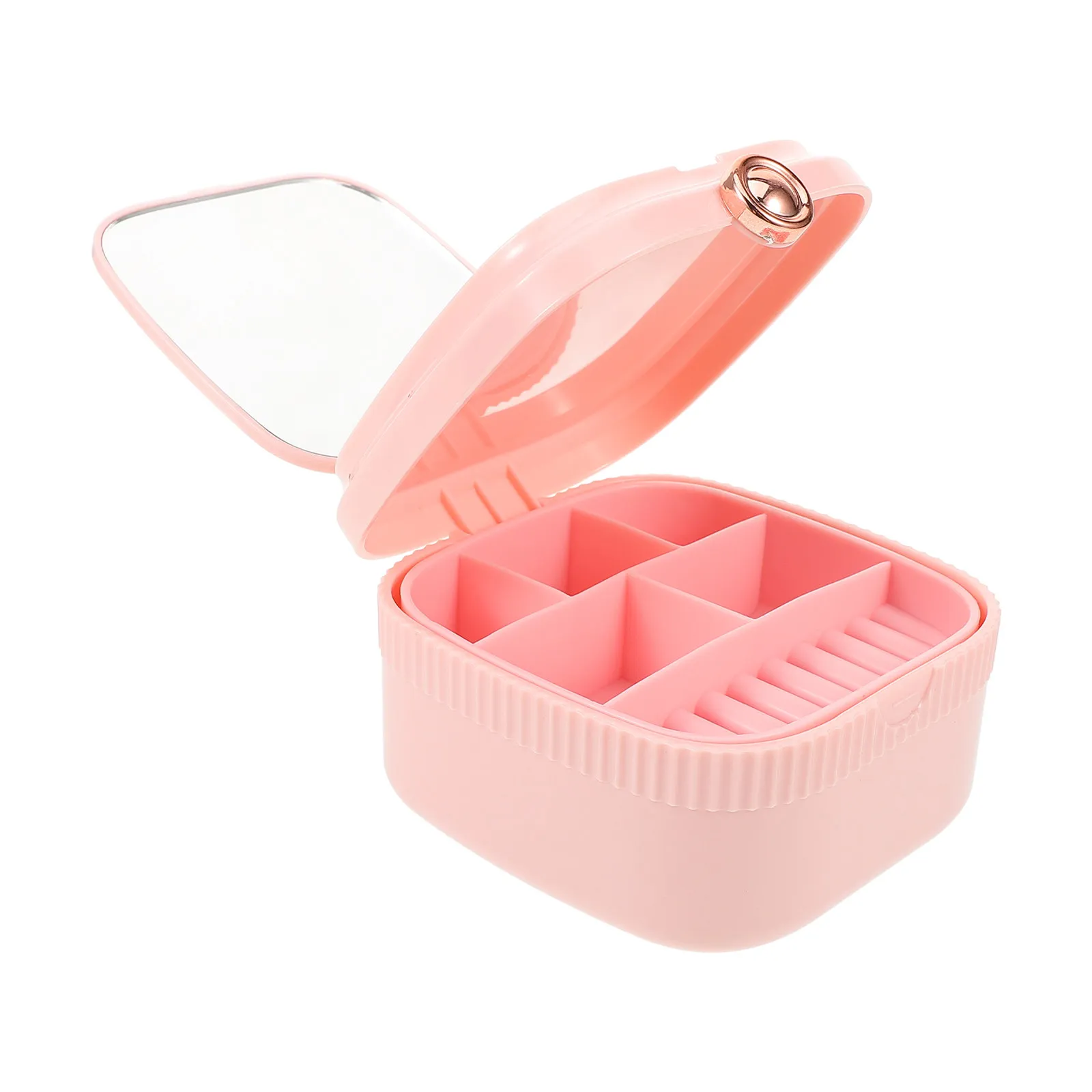 Jewelry Storage Case Small Portable Reusable Jewelry Organizer Travel Ring Earring Storage Box with Mirror Reusable Trinket Box