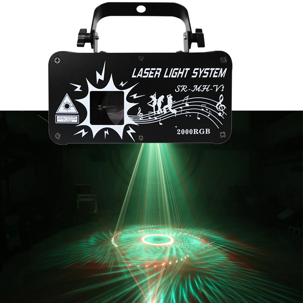 

2W RGB Beam Scanning Laser Light Projector DMX Control Pattern Effect Laser Light for DJ Disco Bar Club Party Show Lazer Light