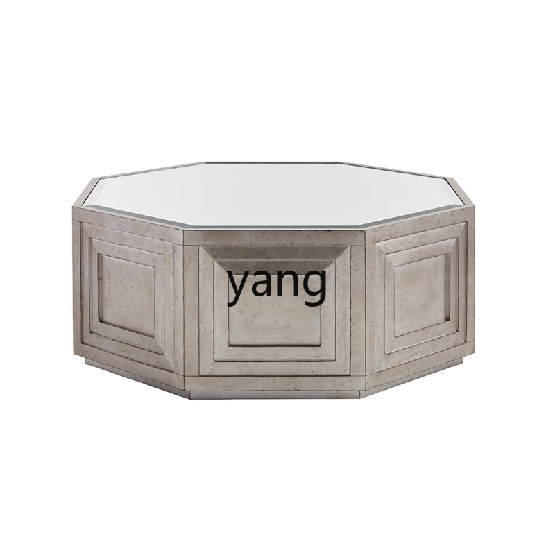 

LMMModern Minimalist Solid Wood Coffee Table Vintage Coffee Table Light Luxury Glass Surface