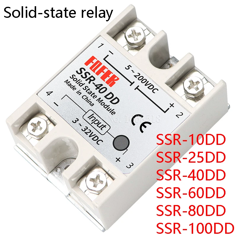 Solid State Relay Module DC 5-60V SSR-10DD SSR-25DD SSR-40DD 10A 25A 40A Input 3-32V DC Output High Quality