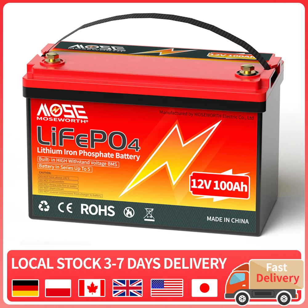 EU US UK CA Stock 12V LiFePO4 Battery 12.8V 100Ah Lithium Iron Phosphate Batteries Pack Power Bank Bateria Fast Delivery NO TAX