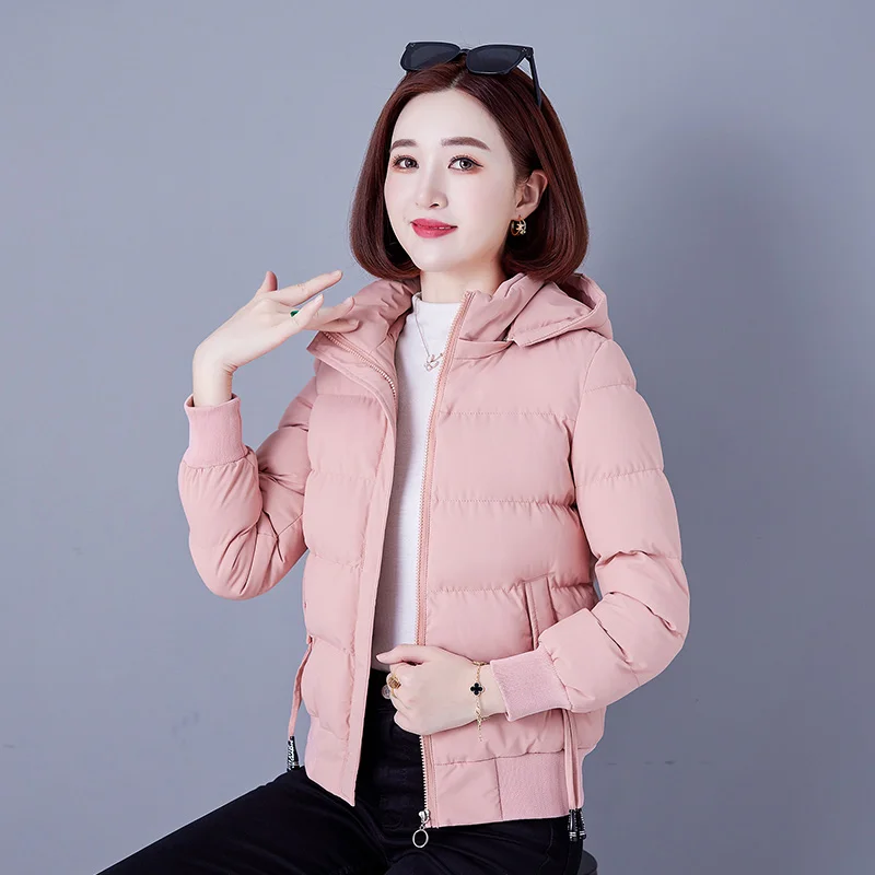 New Winter Women\'S Casual Short Down Cotton Jacket Lady Korean Version Fashion Versatile Detachable Hood Thickened Warm Coat