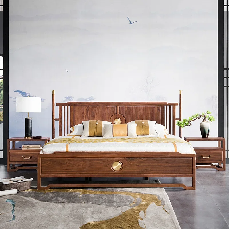 

North American black walnut all solid wood master bedroom double bed bedroom tenon and mortise simple