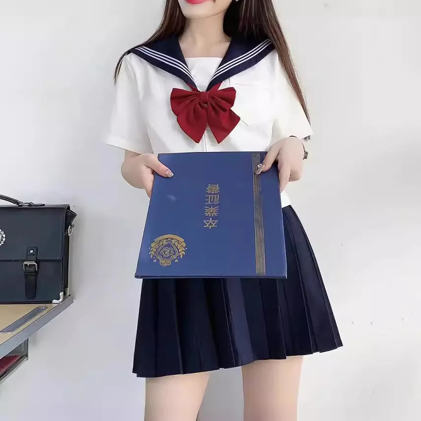 Uniformi da marinaio scolastiche T-shirt + Gonna Abito Scuola Gonna a pieghe centrale Set Giapponese JK Ragazze Uniforme Gonne Costume Cosplay