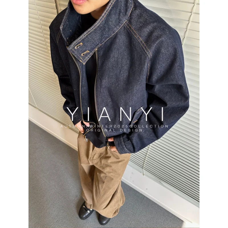 

MADEEXTREME 25, весенне-осенняя мужская джинсовая куртка на молнии в американском стиле ретро оригинального цвета, куртка Harrington, топ