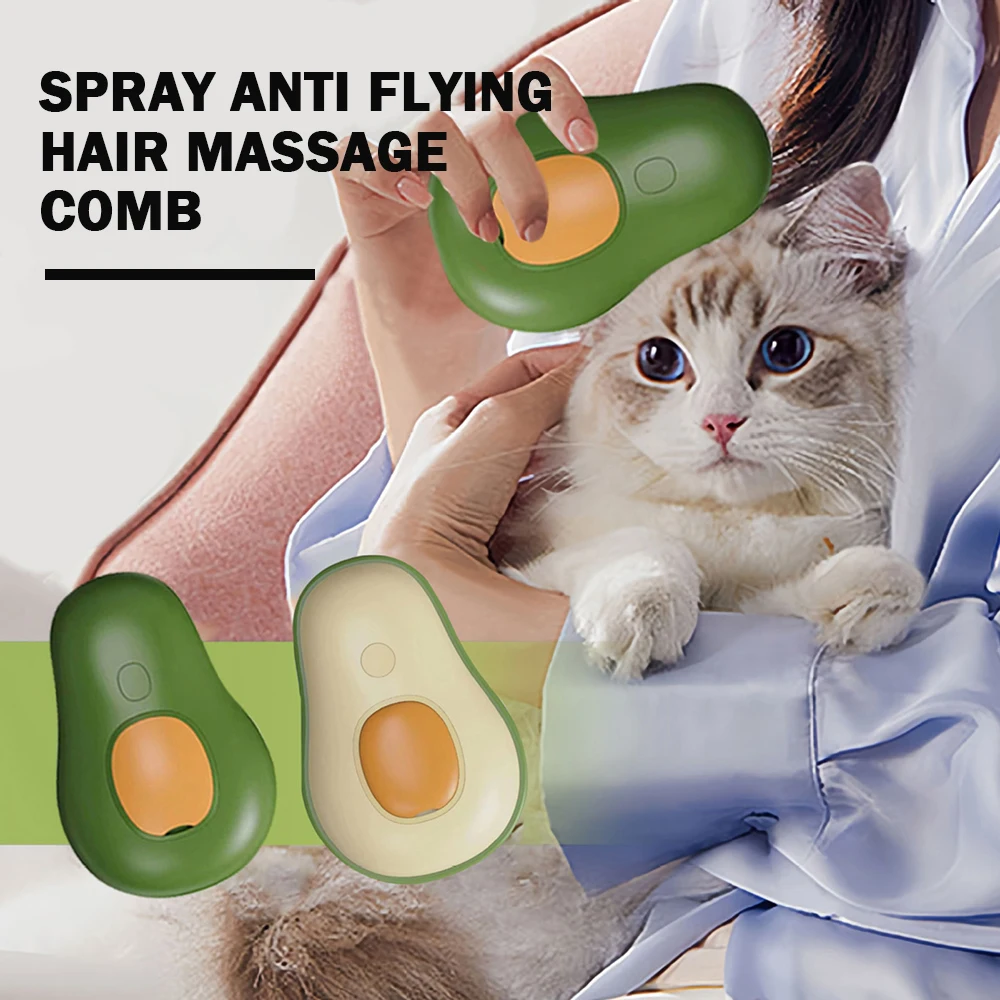 

Steamy Cat Brush Cat Dog Grooming Comb Electric Self Cleaning Steam Cat Brush For Massage Avocado Shape Pet Spray Cat Grooming