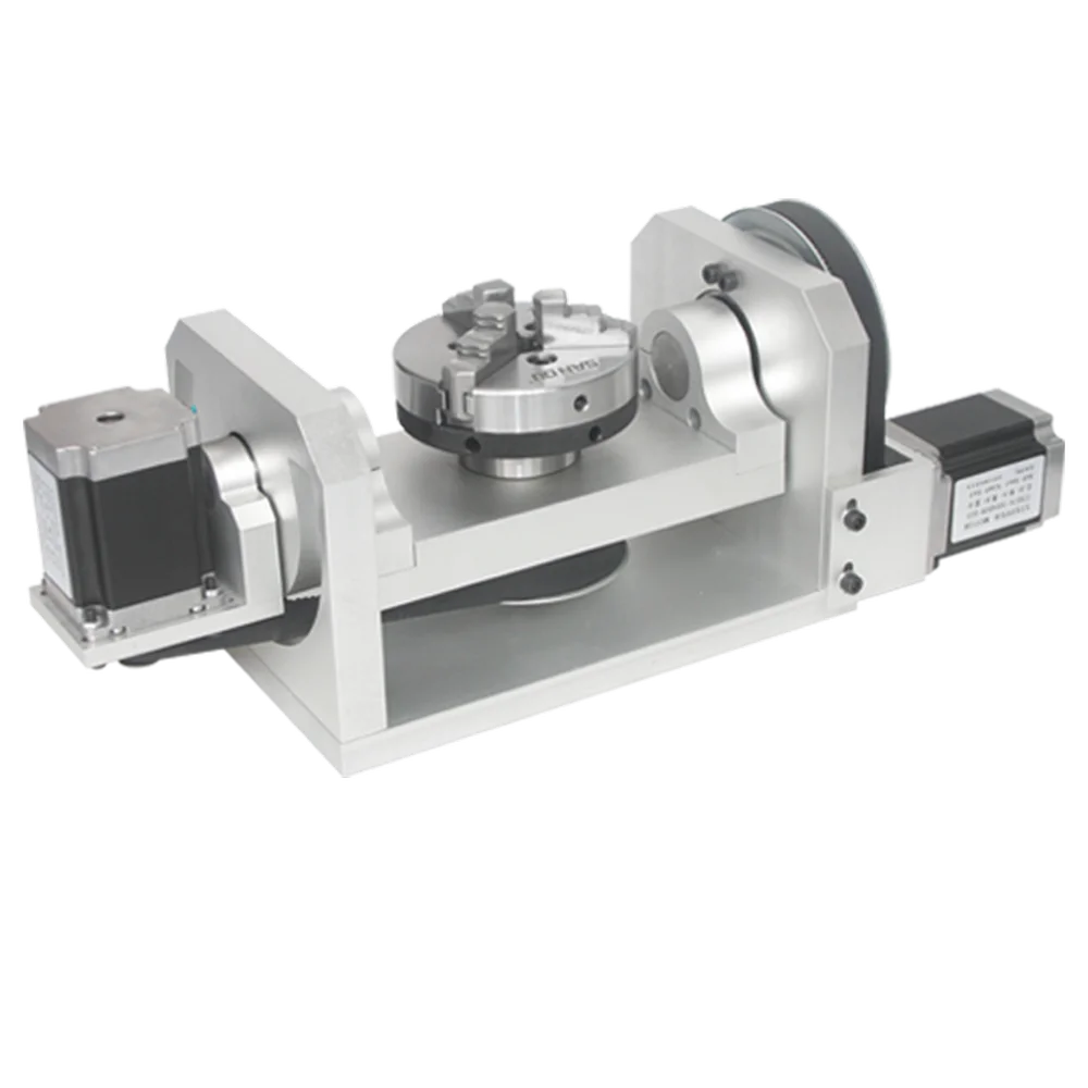 

cnc A 4th 5th axis rotate axis pulley reducer with chuck nema 23 stepper motor