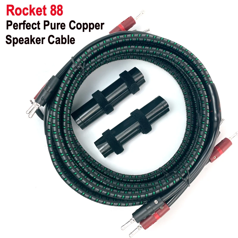 New Audio Rocket 88 Speaker Cable Perfect Pure Copper BFA Silver Banana Spade Plug Detachable Combination HiEnd (A Pair)