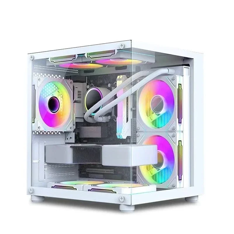High definition audio USB3.0 tempered glass computer white chassis and tower server chassis