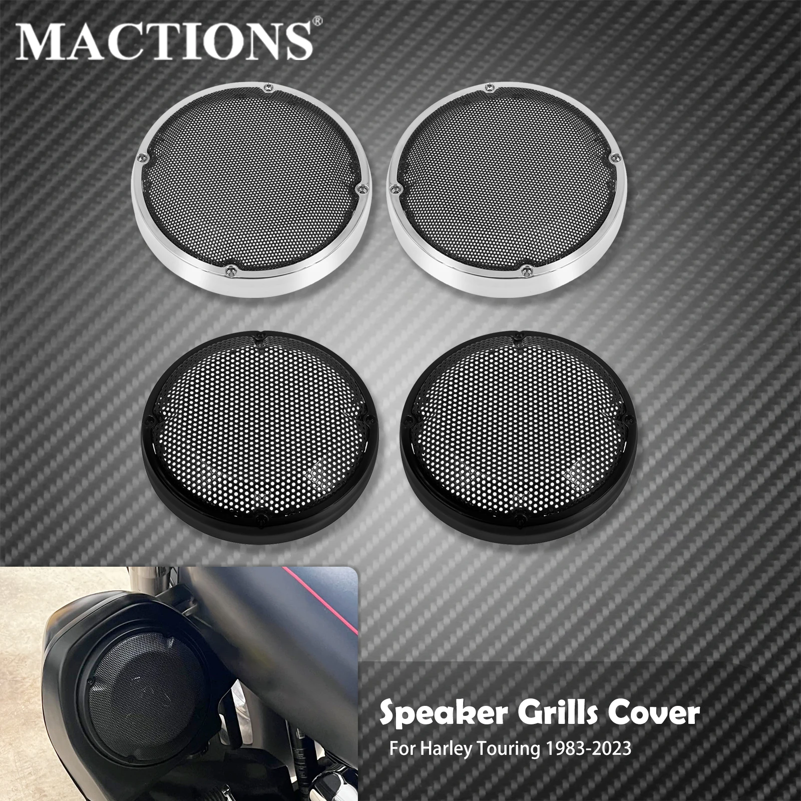 

Motorcycle 6.5" Saddlebag Lid Speaker Grills Cover For Harley Touring FLHT Road Electra Street Glide 1983-2023 Round Mesh Grills