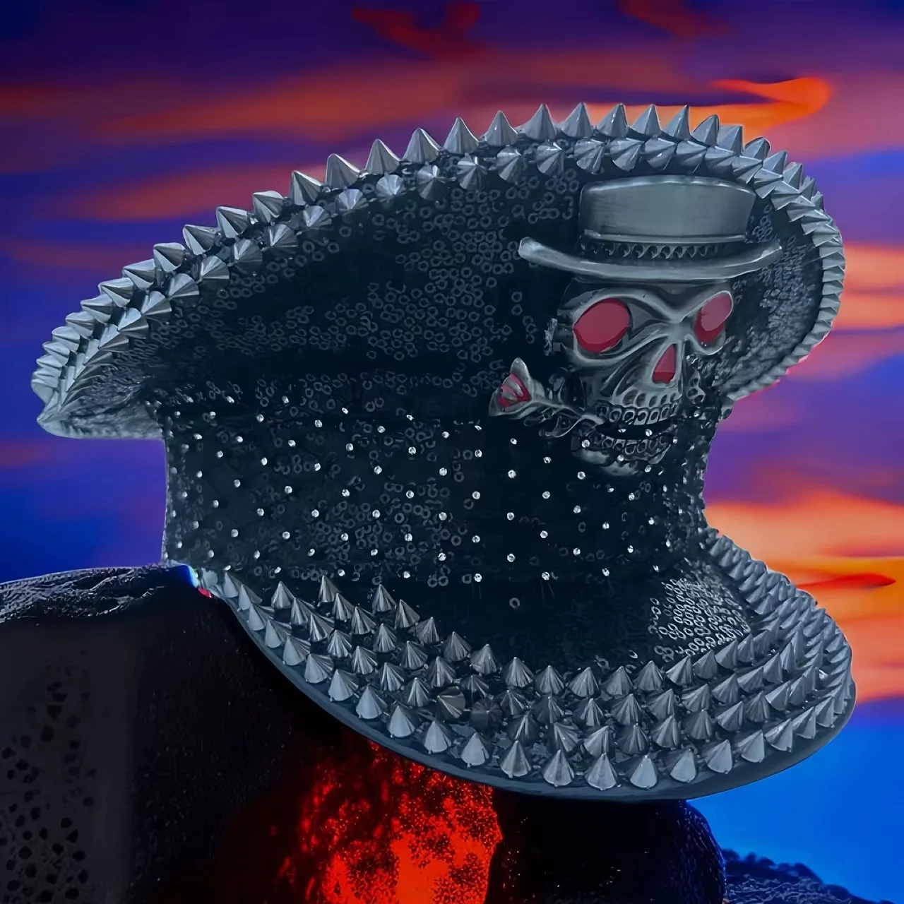 HongLuan ブラック スチームパンク キャプテンハット ラインストーン ハロウィンフェスティバル用 女性用、ヴィンテージミリタリーアクセサリー＆ミリタリーキャップ男性用