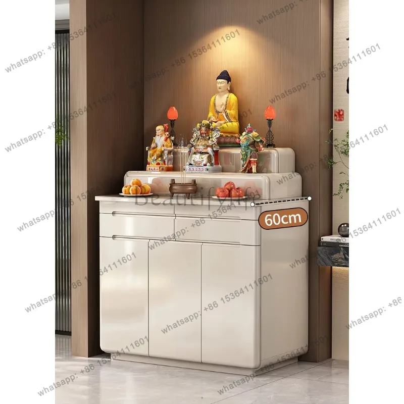 YJ Modern Minimalist Buddhist Altar Table Wall Mounted Shrine Cabinet with Storage for Home Use